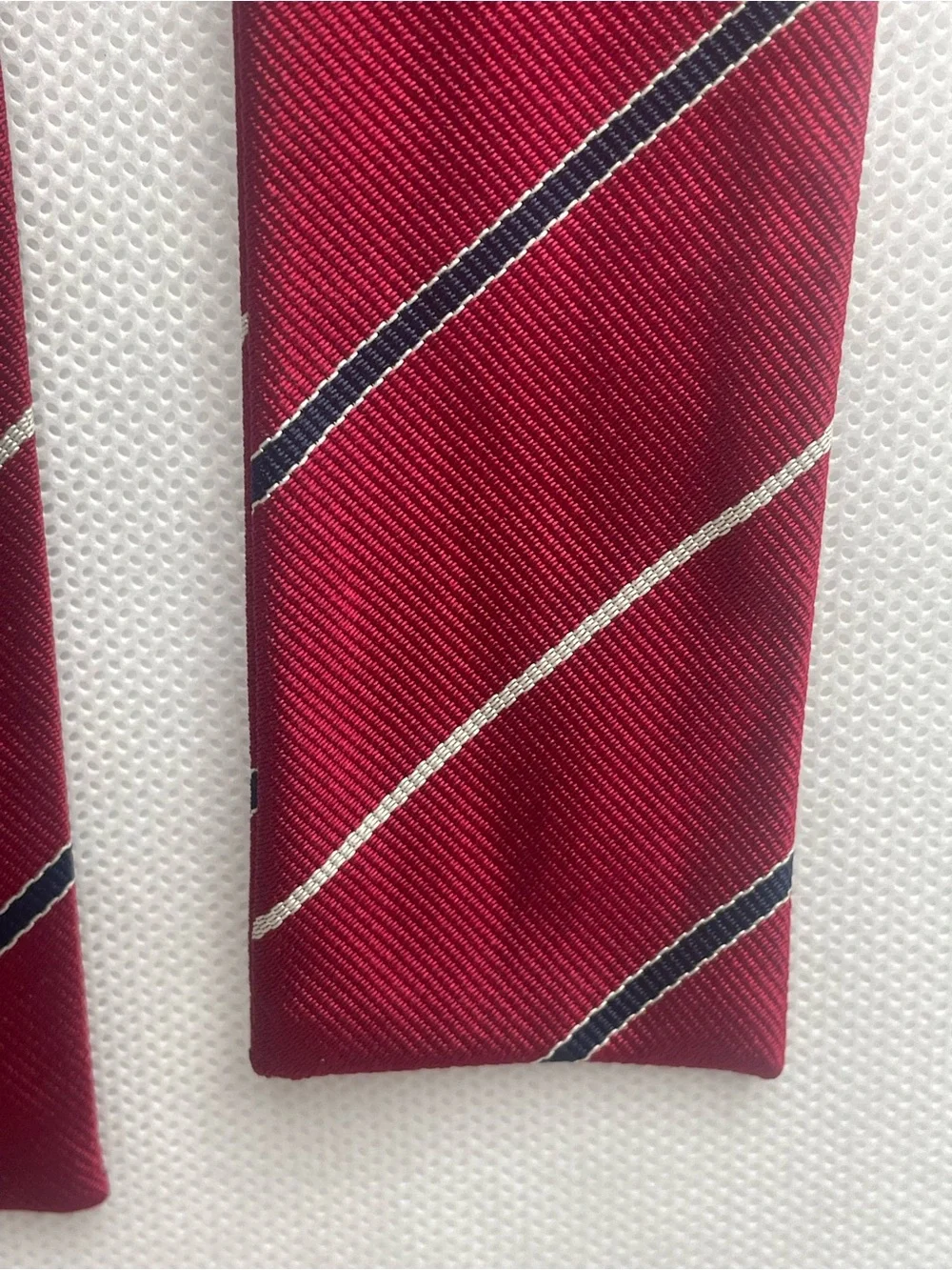 VTG Brooks Brothers Square Silk Bow Tie Repp Stripe Red White Blue USA Preppy